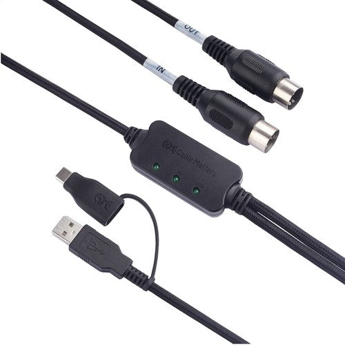 Cable Matters MIDI to USB Cable - 6.6ft / 2m, Plug & Play USBC/USB MIDI Cable for Keyboard, Synthesizer, Drum Machine, Control Surface and More, Does NOT Support SysEx