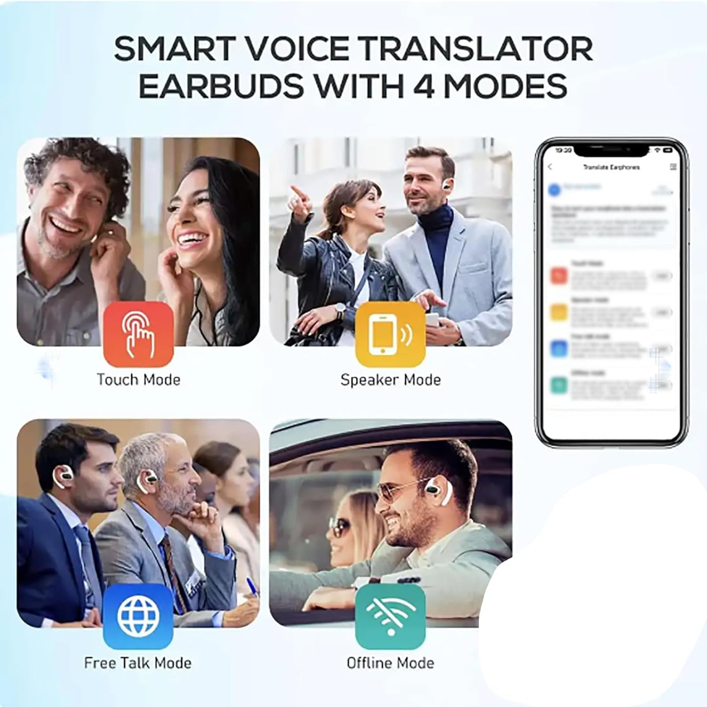 Skiennix Translation Earbuds - AI Wireless Bluetooth Real-Time Interpretation Headset | Black & Khaki