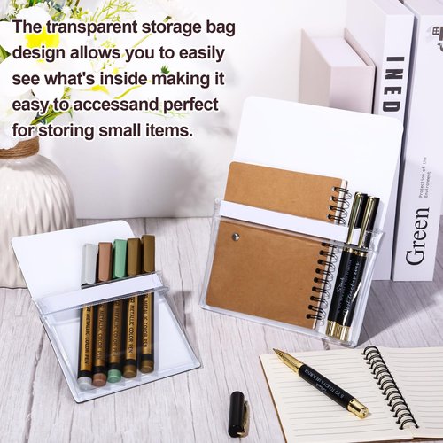 Ctosree 6 Pcs Magnetic File Holder 3 Size Magnetic Pen Holder Refrigerator Magnet Organizer Wall Fridge Pockets Planners Mail Storage Case Pencil Cup for Metal Cabinet Lockers(White)