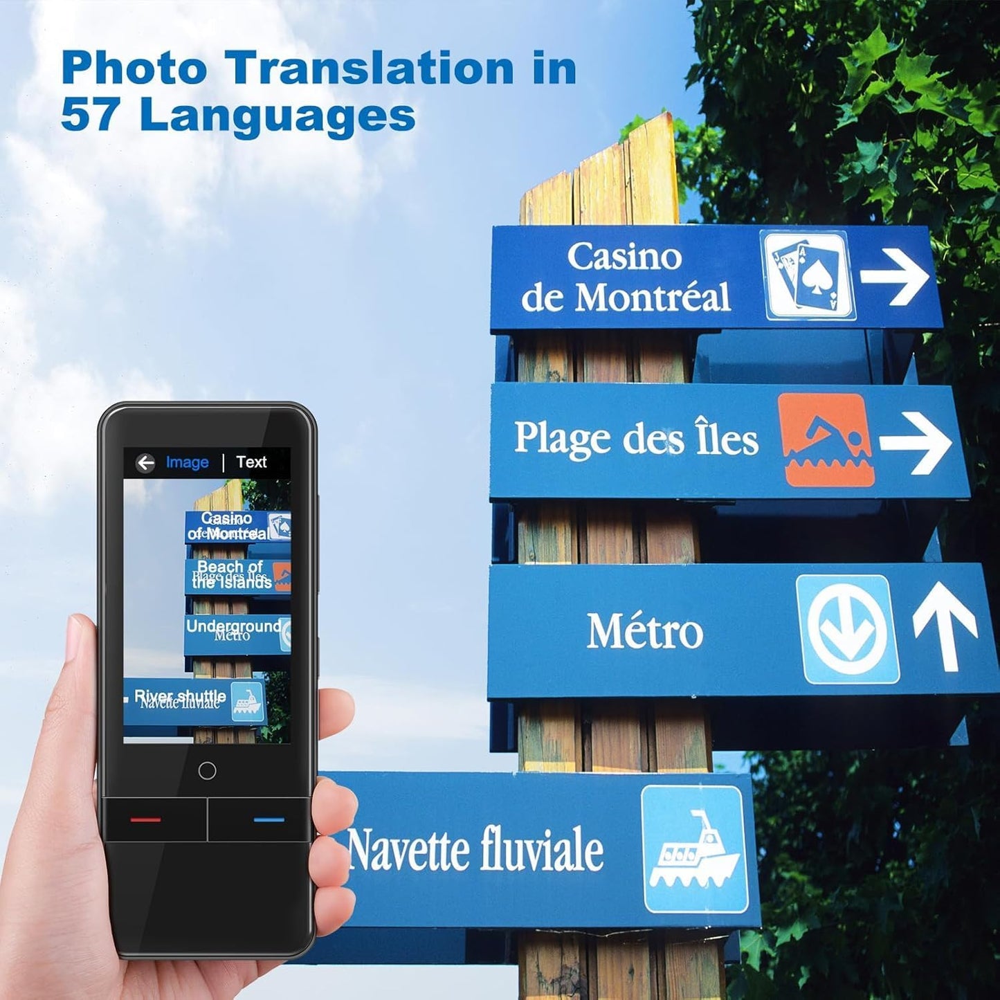 Skiennix Language Translator Device - 139 Languages Offline & Online | Portable Two-Way Instant Translation (Black)