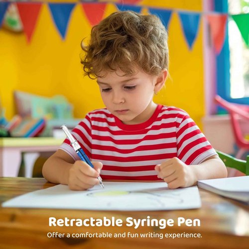 Tideme 200 Pcs Syringe Pens Bulk, Retractable Fun Nurse Pens, Multi-Color Novelty Ballpoint Pens, Pretend Party Favors, Nursing School Supplies, Unique Gifts for Nurses, Doctors, Black Ink (200)