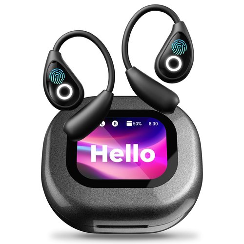 Fervidus AI Language Translation Earbuds, LCD Touch Screen OWS Real-Time Translator for 144 Languages, Headphones Translation Device Ideal for Travel Business Learning