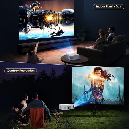 ZDK Native 1080P 18000 Lumen 4K Supported Projector with wifi and bluetooth, Bedroom Outdoor Indoor Projector Compatible with Smartphone, HDMI, USB, AV, Fire Stick, PS5 for Home, Bedroom, Outdoor Use