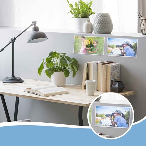 Outus 500 Pack Self Adhesive Index Card Holder Clear Plastic Label Pockets with Top Open for Loading Sticky Business Card Sleeves for Storage Bins Library Organizing Photo Protecting(4.06 x 2.48 Inch)
