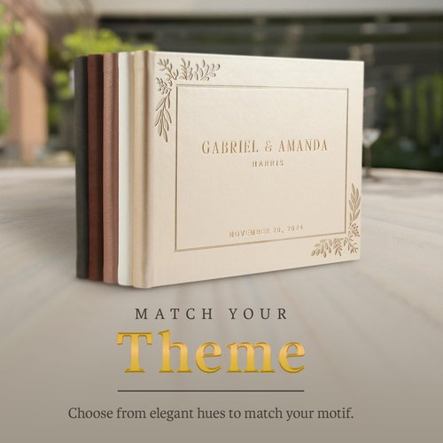 Promot Personalized Wedding Guest Book - Elegant Hardcover Guestbook for Wedding Reception, Bridal and Baby Shower, Birthday, Wedding Books Guests to Sign, Custom Embossed Text with Gold Metallic Foil