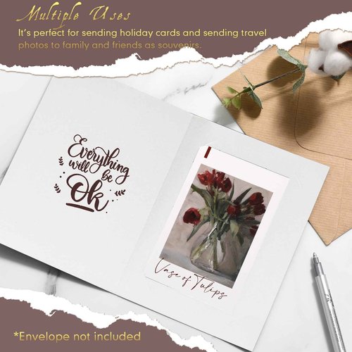 Fainne 200 Pcs Photo Folders for 4x6 or 5x7 Pictures Photo Frame Note Cards Paper Greetings Cardboard Picture Frame Inserts Cards Picture Insert Notecard for Portraits