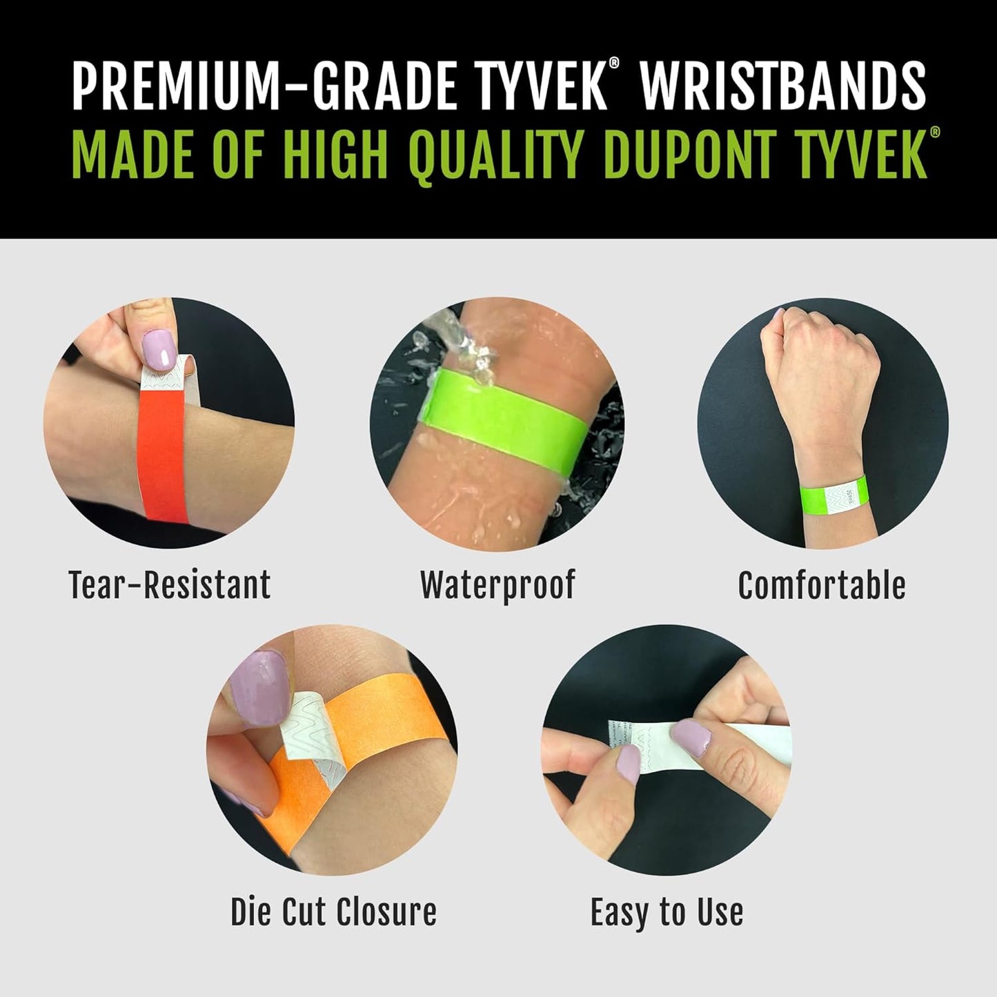WristCo Neon Pink Tyvek Wristbands - Tamper-Proof, Fluorescent Event Bracelets | Premium-Grade for Medical & VIP ID