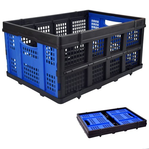 Foldable Plastic Storage Crate – Stackable & Collapsible Basket, 1.73 Cu Ft for Home, Office & Garage