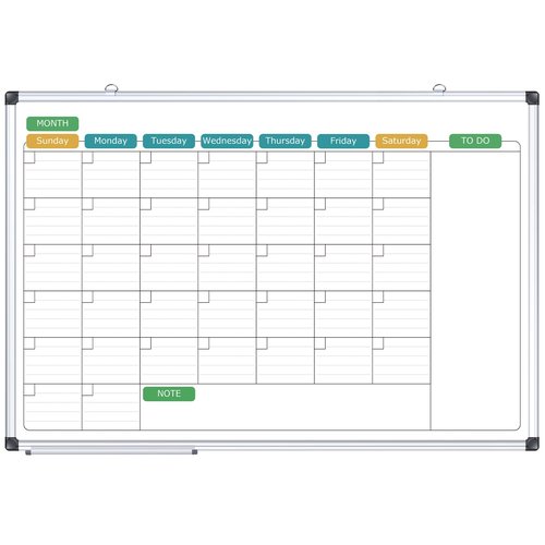 ARCOBIS Dry Erase Calendar for Wall, 36" x 24" Magnetic Monthly Whiteboard Calendar, Large White Board with Pen Tray for Home, Office, School