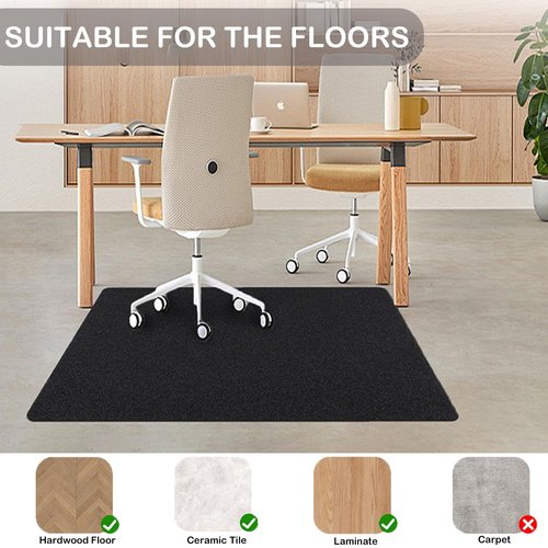 Desk Chair Mat 2 Pack for Hardwood Floor, 48"x36" Office Chair Mat, Anti-Slip Computer Gaming Rug Floor Protector for Home Office, Easy to Clean, Black