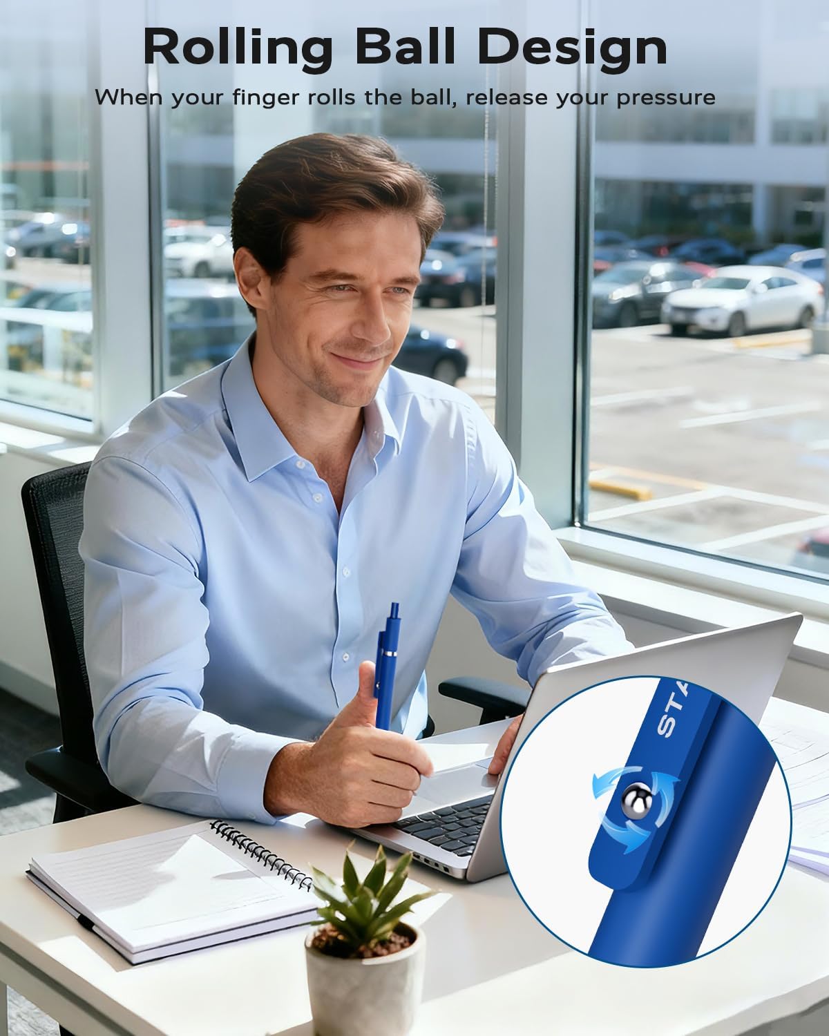 STAGEEK Blue Gel Pens - 6-Pack Quick Dry Fine Point Retractable Pens with 3 Extra Refills | Ideal for Journaling & Office Use