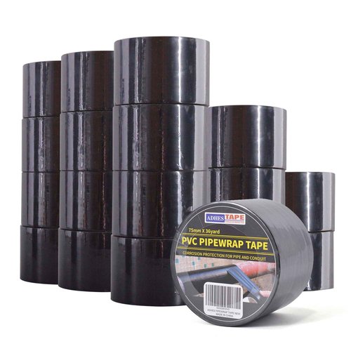 ADHES Corrosion Protection Pipe Tape, PVC Weatherproof Wrap Duct Tape for Drain Pipe, Metal & Electrical Piping, Outdoor, Underground Pipe, 3 Inch X 36 Yds, Black, 18 Rolls