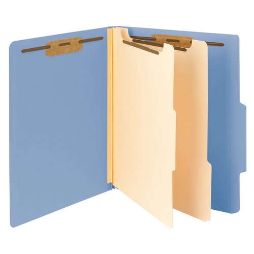 Smead Classification File Folder, 2 Dividers, 2" Expansion, 2/5-Cut Tab, Letter Size, Blue, 10 per Box (14001)