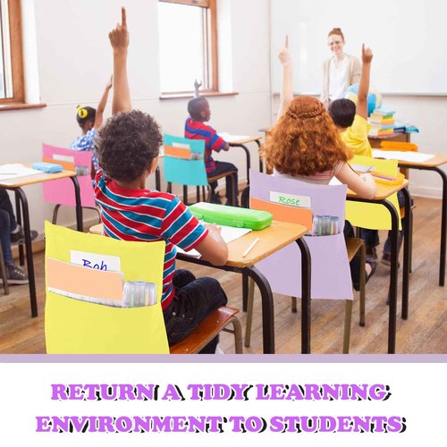 Sanwuta 24 Pack Classroom Chair Pockets, 15 x 17 Inch Book Storage Bags for Chair with Name Slot Students Chairback Pockets for Kindergarten Primary School Home(Pastel)
