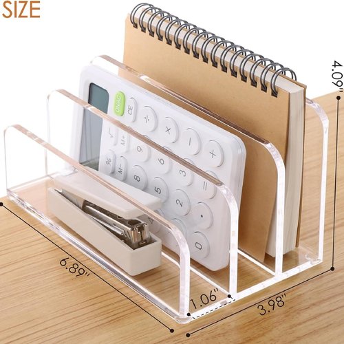 ARTICHIC Acrylic File Holder Desktop File Organizer, 3-Compartment Vertical Letter Holder Transparent Mail Organizer Countertop, Acrylic Desk Organizer Suitable For Office, Home, School, Etc