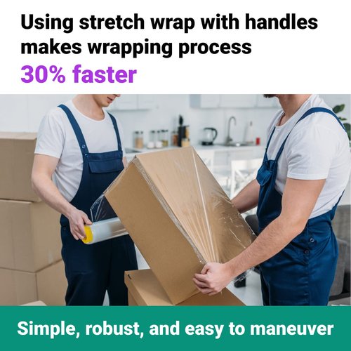 IDL Packaging W-562 Stretch Wrap Dispenser for 3" core Film Rolls - 3 Pairs of Plastic Handles with a Tension Adjusting Button - Durable Plastic Wrap Holder with a Comfortable Grip