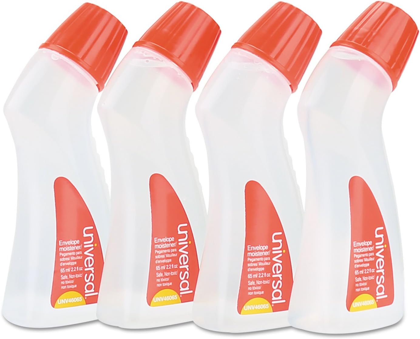 Universal 46065VP Envelope Moistener - Clear Adhesive Solution, 2.2 oz Bottle, 4-Pack