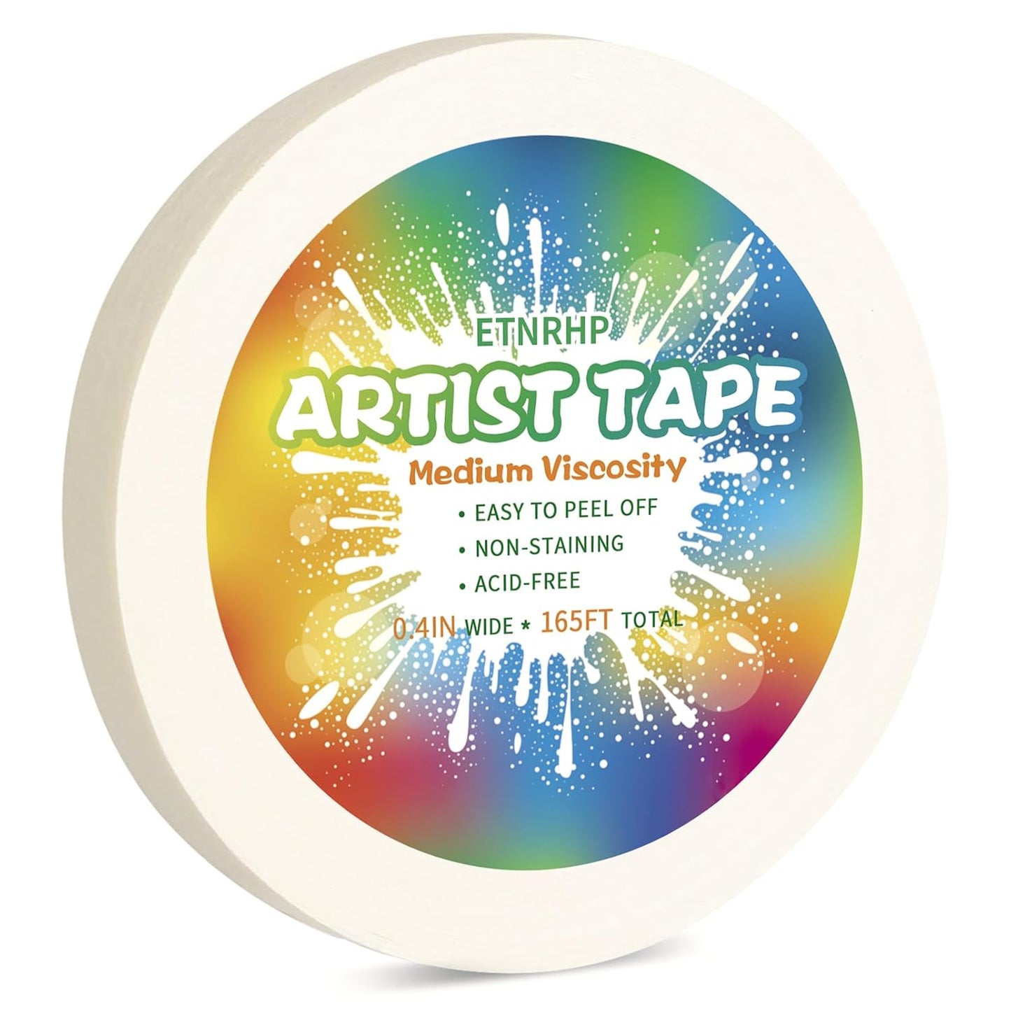 Skiennix White Art Tape - Medium Tack Acid-Free Masking Tape for Watercolor Painting | 0.4 Inch Wide, 165FT Long