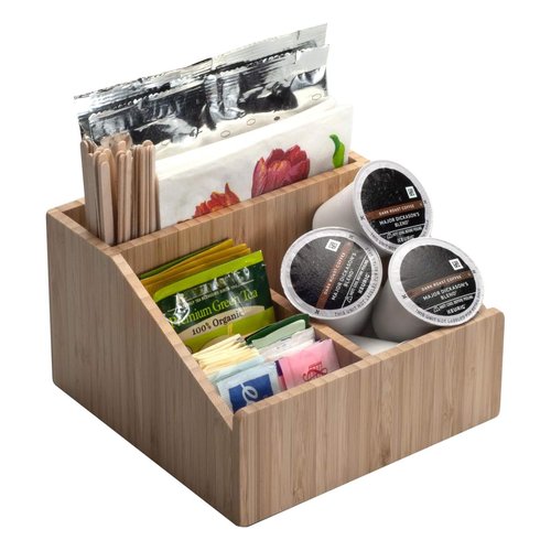 MobileVision Multi-Use Bamboo Office Product Organizer Compact for Desktop, Holds Notepads, Pens, Pencils, Business Cards, Paper Clips, Stationery Supplies & more