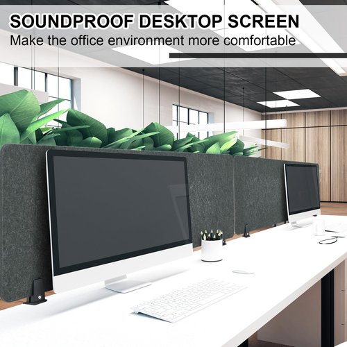 Colarr Sound Proof Dividers with Clamp 16 x 47 '' Mounted Desk Divider Privacy Panel Acoustic Absorbing Desk Partition Privacy Boards for Office Desktop Accessories Reduce Distractions