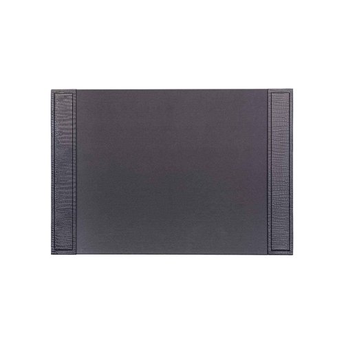 Dacasso Black Crocodile Embossed Leather Desk pad with Side-Rails, 25.5 by 17.25 Inch