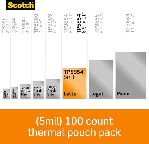 Scotch Thermal Laminating Pouches - 8.9 x 11.4-Inches, 5 Mil Thick, 100-Pack | Includes Scotch PRO Laminator Bundle