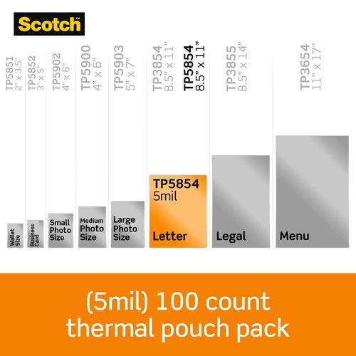 Scotch Thermal Laminating Pouches, 8.9 x 11.4-Inches, 5 mil thick, 100-Pack (TP5854-100) and Scotch PRO Thermal Laminator, 2 Roller System (TL906) Bundle