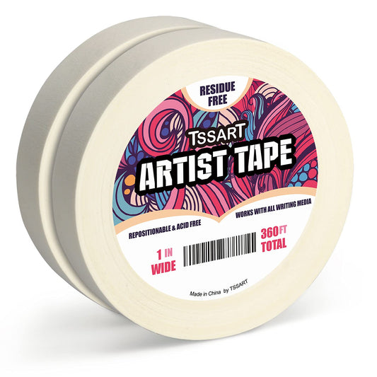 Artist Tape 2 Pack - Acid-Free White Masking Tape for Watercolor Painting & Framing | 1 Inch Wide, 360FT Total