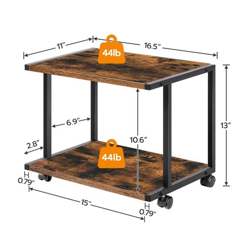 HOOBRO Printer Stand for Desk, Desktop Printer Stand with Outlet and USB Ports, Small Printer Table, Under Desk Printer Cart, File Rack for Home Office BF01UPS01-BF42PS01