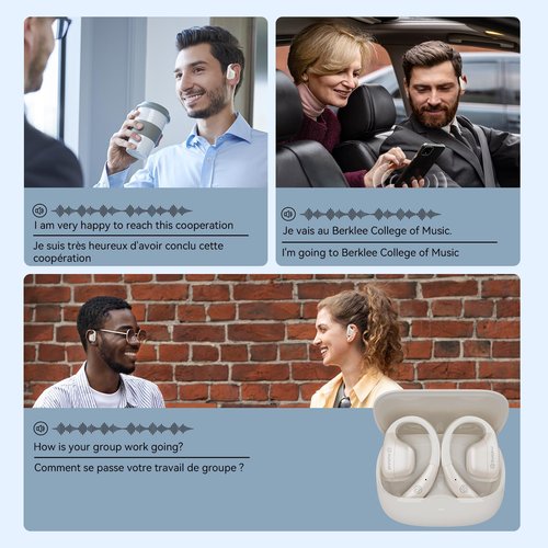 BUGANI Translation Earbuds Real Time, 144 Ai Language Translator Earbuds,3-in-1 Open Headphones for iOS and Android, 5.4 Bluetooth Wireless Earbuds Translator Device for Travel Business Learning