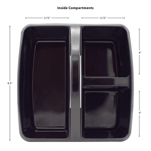 Teacher Created Resources Black Portable Plastic Storage Caddy for Classrooms, Kids Room, and Office Organization, 3 Compartment, 9.25" D x 9" W x 5.25" H, 6-Pack