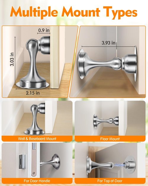Magnetic Door Stoppers by [Brand Name] - Stainless Steel, No Drilling, 2-Pack for Wide Doors
