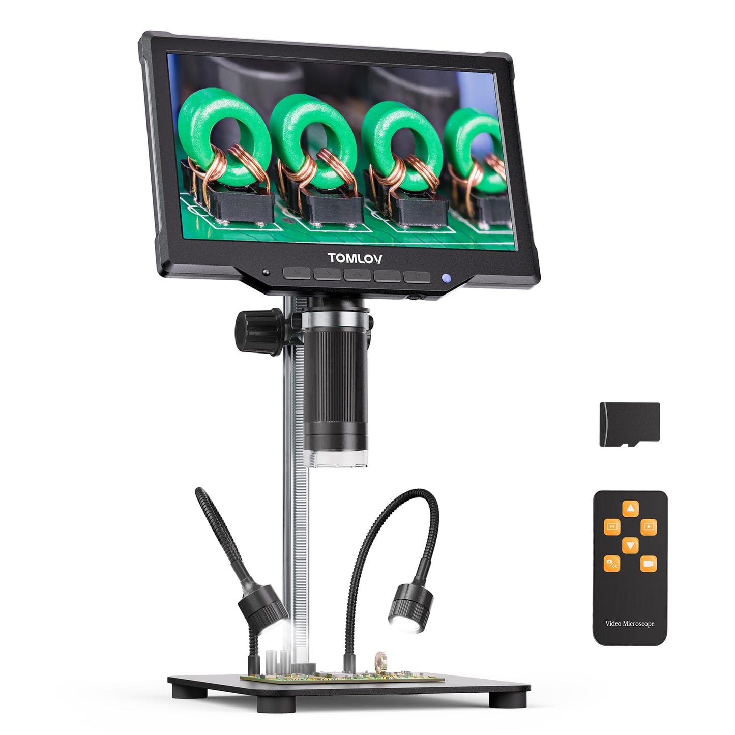 TOMLOV DM10 10.1" Digital Microscope: 1080P 1200X HD IPS Coin Microscope Magnifier for Error Coins with Light, 16MP LCD Soldering Microscopes for Adults with Screen, PC View