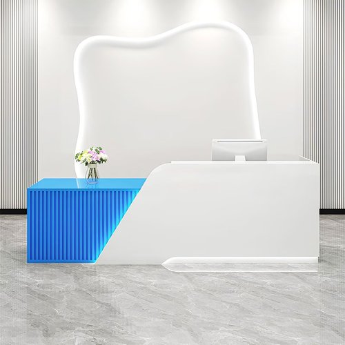 Reception Desk Counter Front Receptionist Desk Retail Room Table Lockable Storage Drawers with Led Light for Office Beauty Salon Cashier AA Left 71inch/180cm