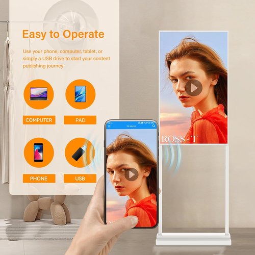 Skiennix 43-Inch Digital Signage Kiosk - 4K UHD Ultra-Bright Advertising Screen | Floor Standing Retail Display