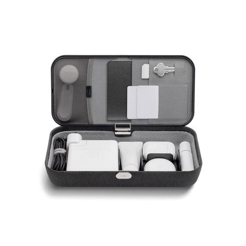 Orbitkey Nest V2 | Portable and Customizable Desk Organizer Case with Buit-in Wireless Charger | Polycarbonate Shell with Nylon Poly Melange Fabric and Zinc Alloy (Black)