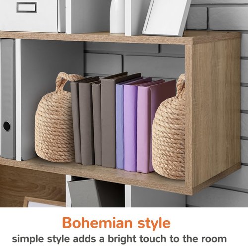 Jingmore 2 Pcs Decorative Door Stoppers Natural 5.4lb Heavy Door Stop with Handle Weighted Doorstop Indoor Farmhouse Jammer Blocker Keeps Open Bookend 4.72 ''d x 11.4''h (Wicker Jute)