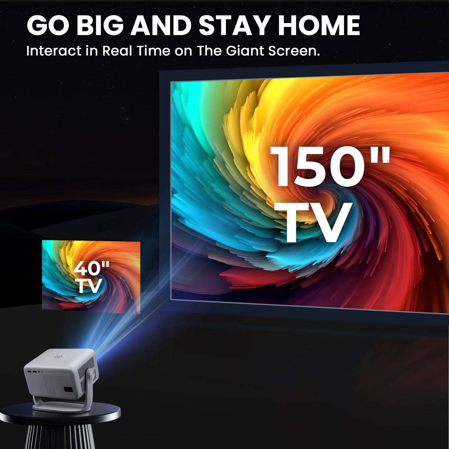 Smart Android Projector with 4K 8K Support, 600 ANSI, 360° Rotatable Mini Projector with Wifi6 and Bluetooth5.2, Auto Keystone & Electric Focus 1080P Portable Movie Phone Proyector for Home Outdoor