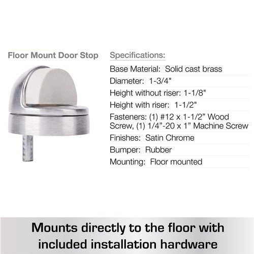 BRINKS Commercial - 10-Pack Dome Floor Door Stop, Satin Chrome Finish - Non-Obtrusive Option to Protect Doors and Walls