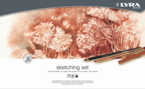 LYRA Rembrandt Sketching Metal Box Set of 35 Pencils, Sick and Accessories