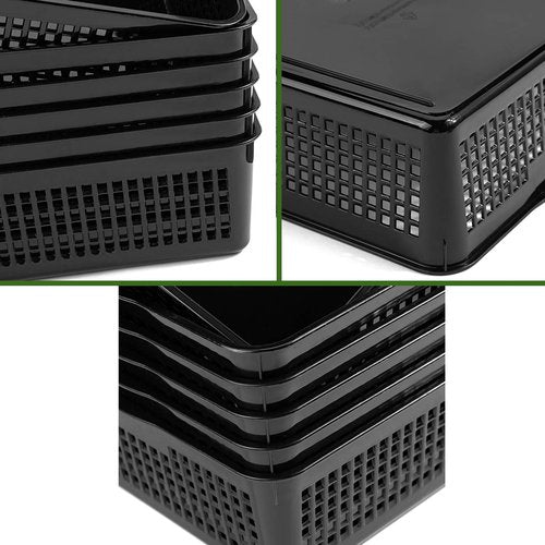 Aebeky A4 Size Plastic Paper Storage Trays,Desktop File Organizer Baskets,6-Packs (Black)