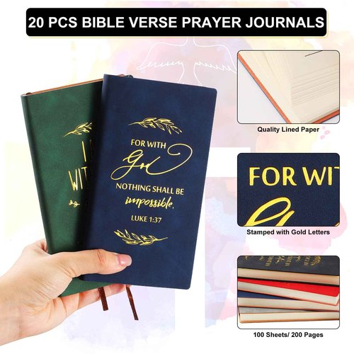 Crtiin 40 Pcs Christian Notebook Bulk Religious Notepads with Motivational Pen Inspirational Bible Verse Leather Prayer Journal for Church Sunday School Teacher Clergy Appreciation Day (Classic Color)
