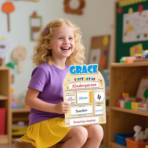 Personalized First and Last Day of School Board, Custom Name First Day of School Sign, Last Day of School Sign, Back to School, Signs for Kindergarten & Pre-K (Style 1)