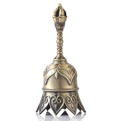 Homelavie Super Loud Brass Hand Call Bell for Ringing at Wedding, Lotus Hand Bells for Seniors Bedside, Teacher Classroom Bell Dinner Bell Tibetan Bells Meditation Bell, Gift for Bedridden Mom(Bronze)