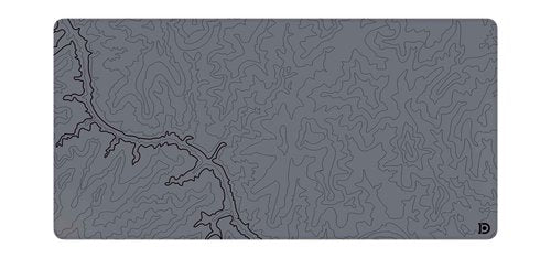 Deskr Gray Topograph Canyon Deskpad Full XXL Gaming Desk Mat Gamer Desk Pad with Stitched Edges 5mm Thick Non-Slip Water-Resistant Rubber Laptop Computer Mousepad for Office & Home - 47 x 24 in