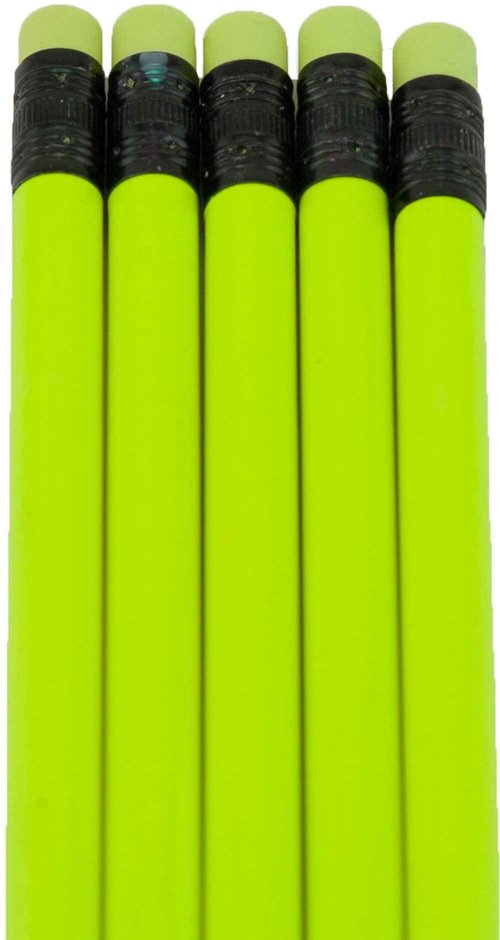 Round Pencils (Full Size Pencil with #2 Black Lead. Available in a Variety of Painted Colors) (Tested Non Toxic) (Latex Free Eraser) (Bulk Box of 144) (Classroom Pencils) (Neon Yellow)