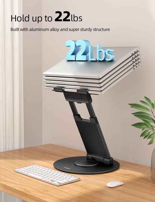 Nulaxy Telescopic 360 Rotating Laptop Stand for Desk Adjustable Height Swivel Pull Out Design Ergonomic Laptop Riser Fits All 10-17" Laptops Computer MacBook, Black