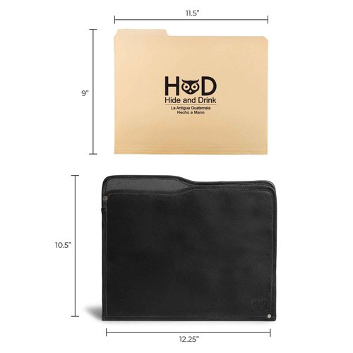Hide & Drink, Rustic Manila Folder Handmade from Full Grain Leather, Document Holder/Office & Work Essentials, Professional Case :: Charcoal Black