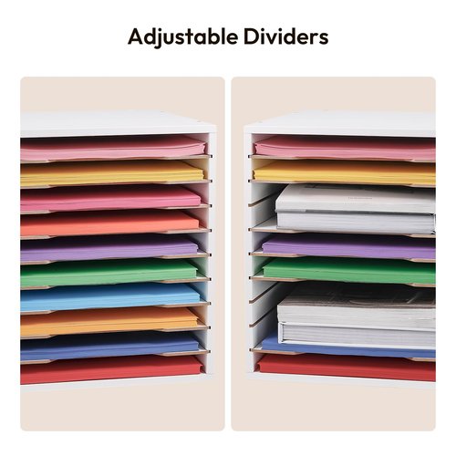 Yumkfoi 9x12 Construction Paper Organizer, 10-tier Adjustable File Sorter for A4 Paper, 8.5x11 Inch Desktop Organizer for Office, Home, School
