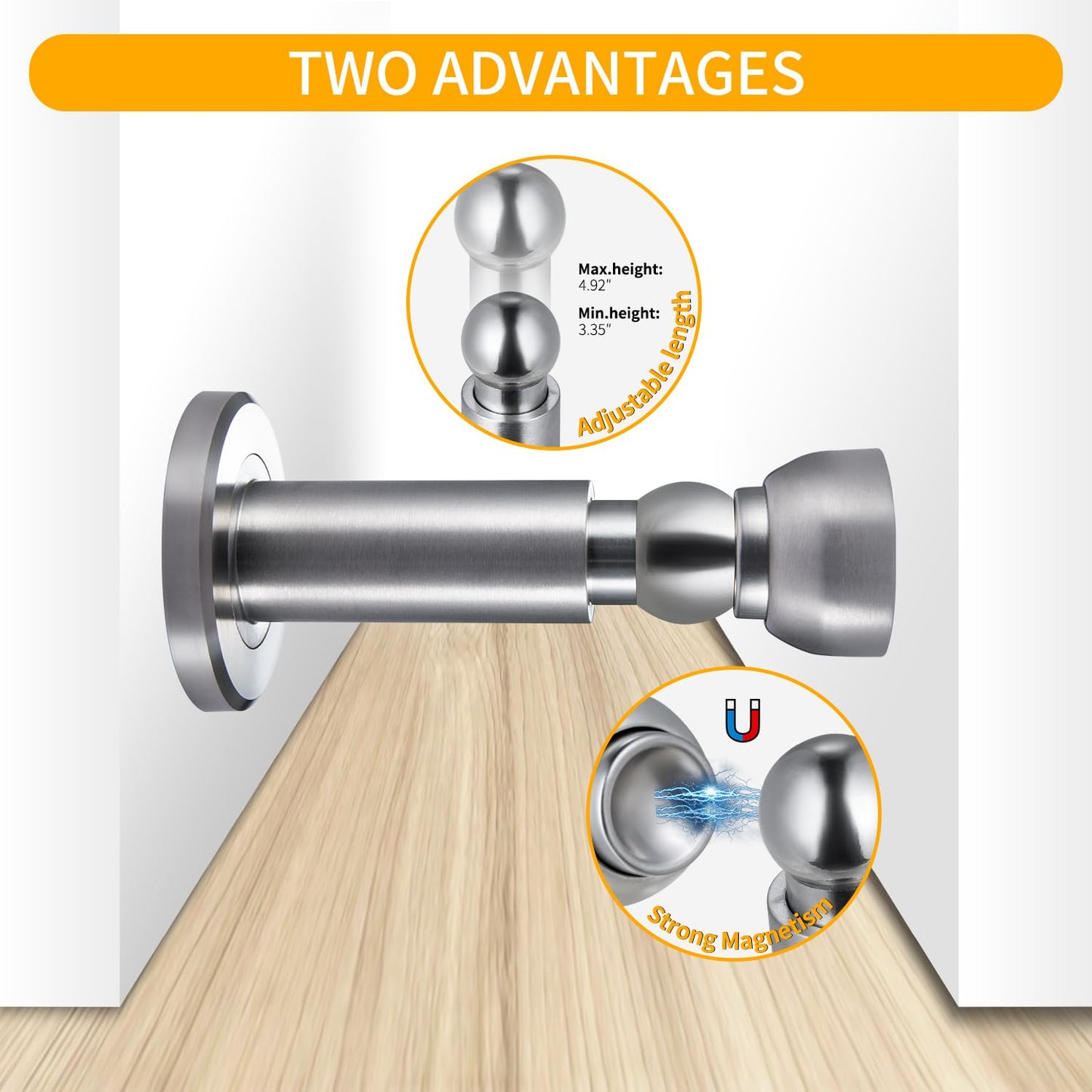 TOPTAKE Door Stoppers – Heavy Duty Magnetic Door Stopper for Wall & Bottom of Door – Premium Adjustable Door Stop with Heavy-Duty Windproof Design, Constructed with SUS304 (Stainless Steel-1PCS)